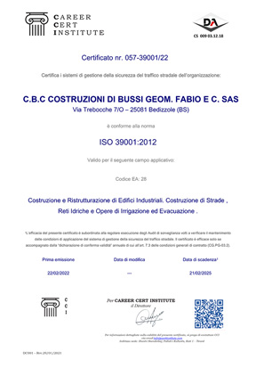 Cetificazione UNI 39001:2012