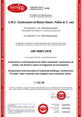 Cetificazione UNI 39001:2016