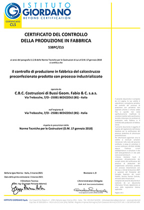 Certificazione produzione calcestruzzo