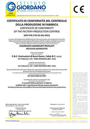 Certificazione produzione aggregati